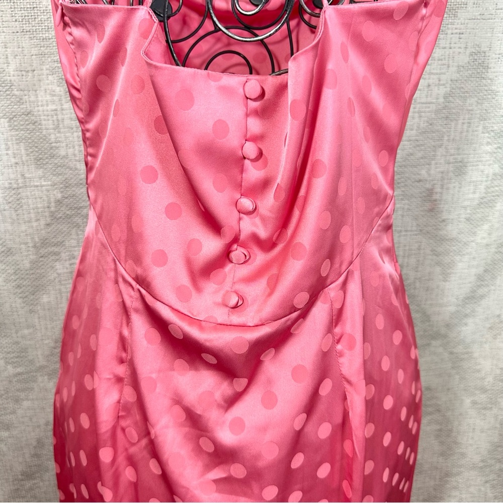 Vici pink polka dot cowl neck silky midi dress size S - Picture 7 of 12